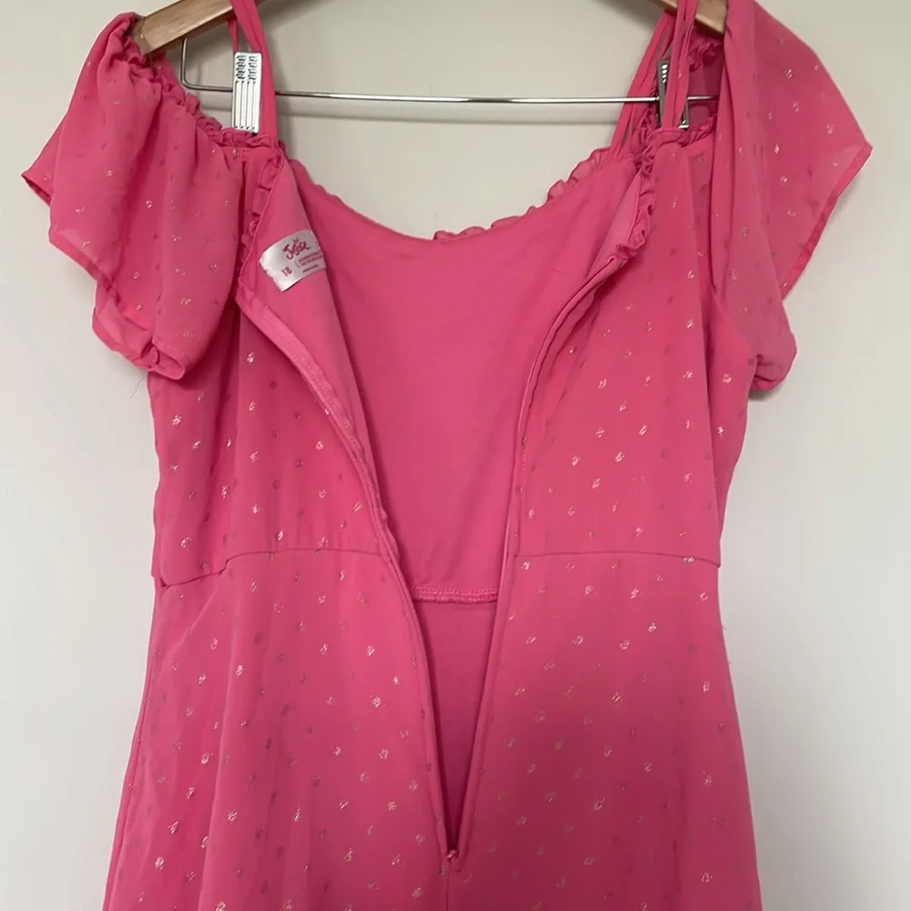 Justice Sheer Overlay Cold shoulder dress Sz 18
